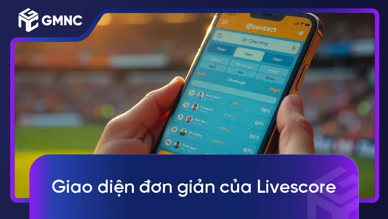 Giao diện đơn giản của livescore